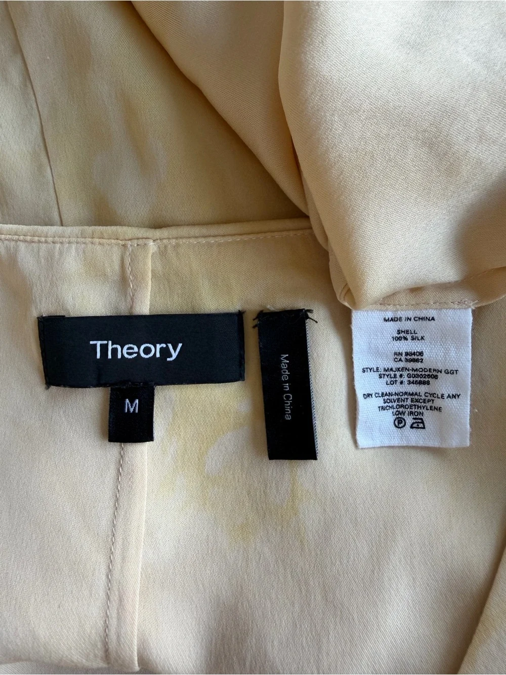 Theory Pale Ombre Yellow Silk Cami with Ruffle Detail - Picture 5 of 8
